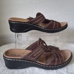 Clarks Lexi Women's Dark Brown Slide Sandals Size 9.5.